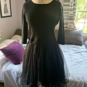 Black Esley Evening Dress with Tulle Skirt